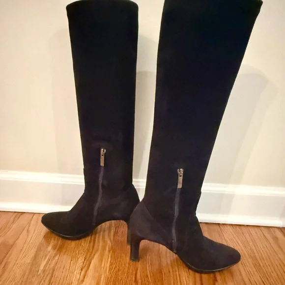 Aquatalia Rhumba Suede Knee-High Waterproof Boots Black 8.5 Made in Italy - Picture 3 of 4